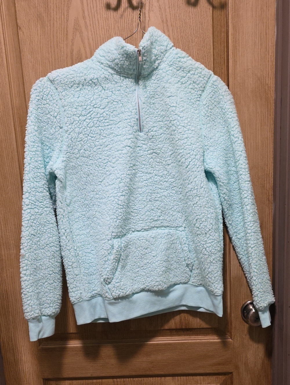 No Boundaries Mint Sherpa Half-Zip Pullover